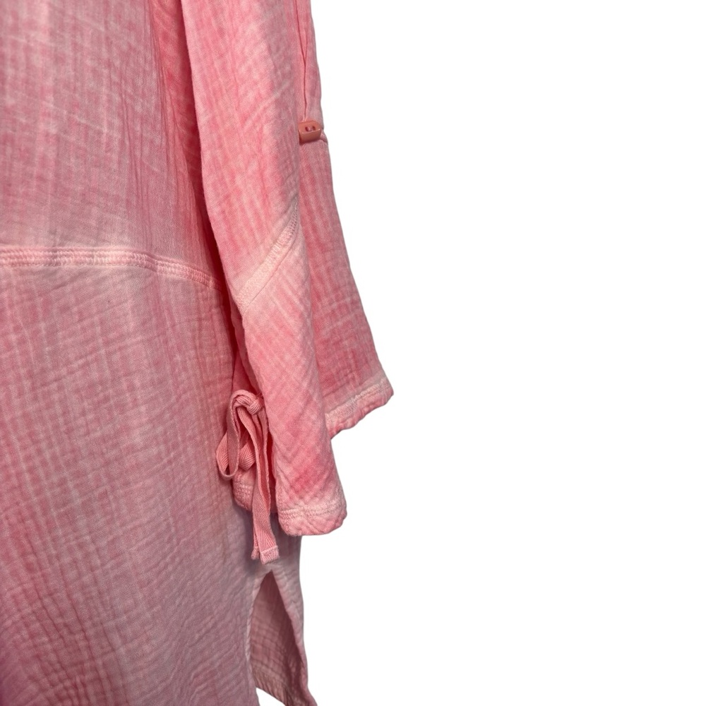 Focus Casual Life Gauze Top Pink Women's Size Large Asymmetric Hem Lagenlook - Picture 4 of 7